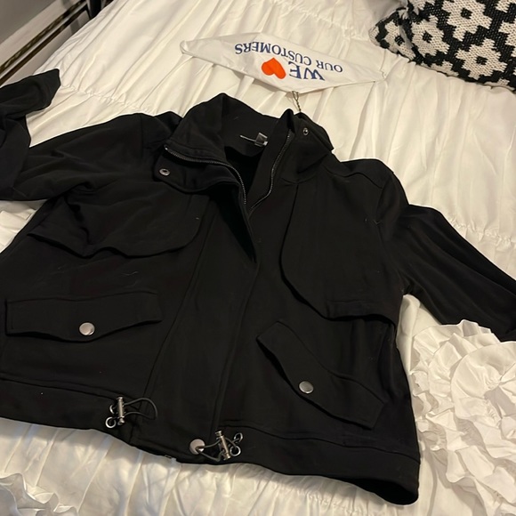 Grey & Gray black zip up sweatshirt like jacket - Picture 2 of 3